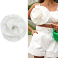 Wholesale Irregular 3D Large Fabric Flower Patch Red White Pleated Big Floral Corsage Applique for Clothing Garments Accessory