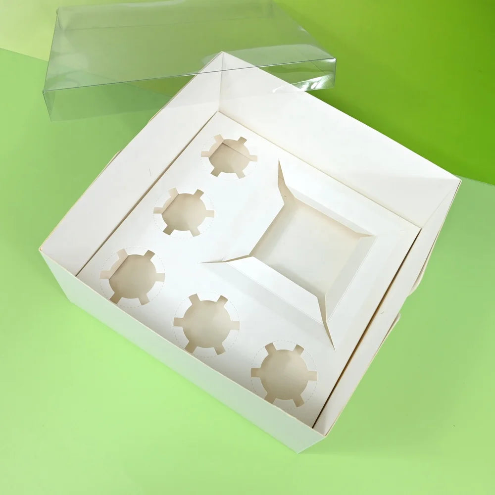 XJH 5 Holes Birthday Party Cake Packaging Box Easy Assembly White Bento Cupcake Box Boxes for Bento Cakes