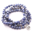 Wholesale Handmade Natural Blue Vein Stone Beads Mala 108 Prayer Beads Jewelry Necklace and Bracelet Both