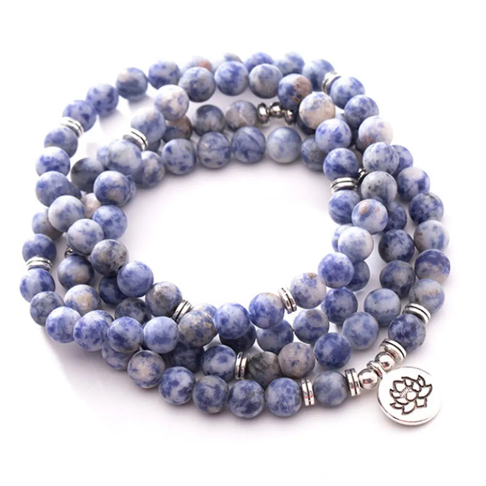 Wholesale Handmade Natural Blue Vein Stone Beads Mala 108 Prayer Beads Jewelry Necklace and Bracelet Both