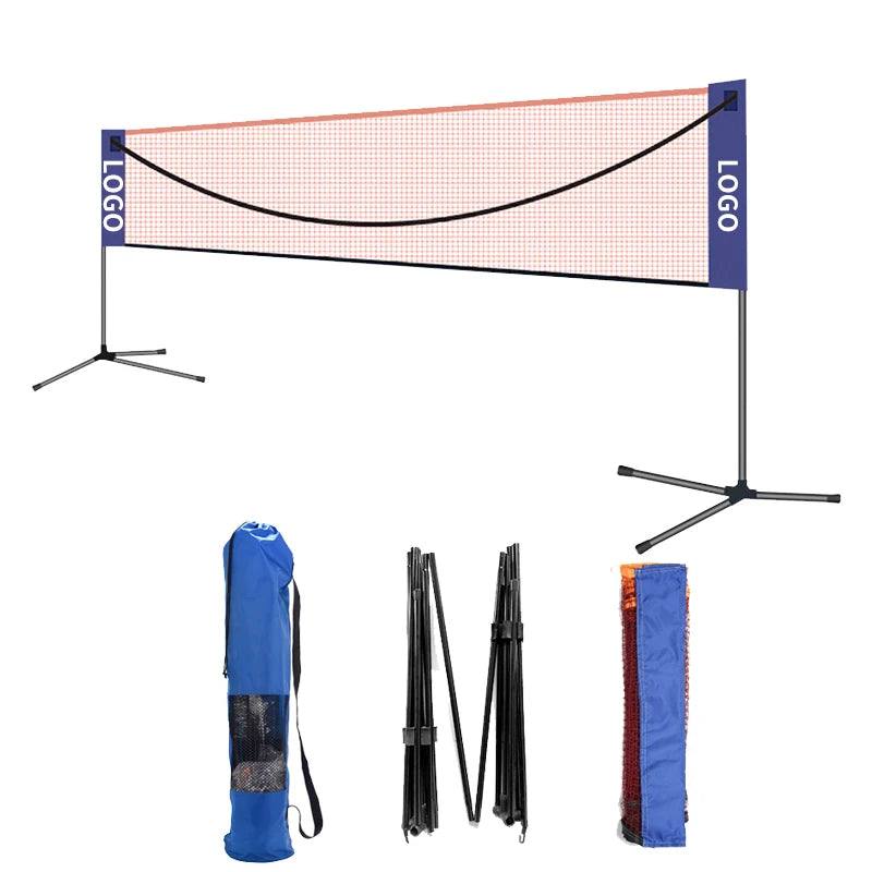 Custom Portable Badminton Set Easy Foldable Net with Stand and Pole for Indoor/Outdoor Tennis and Badminton
