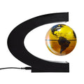 Auto-Rotate Magnetic Levitation Floating World Map Globe with C Shape Base Glowing Floating Globe