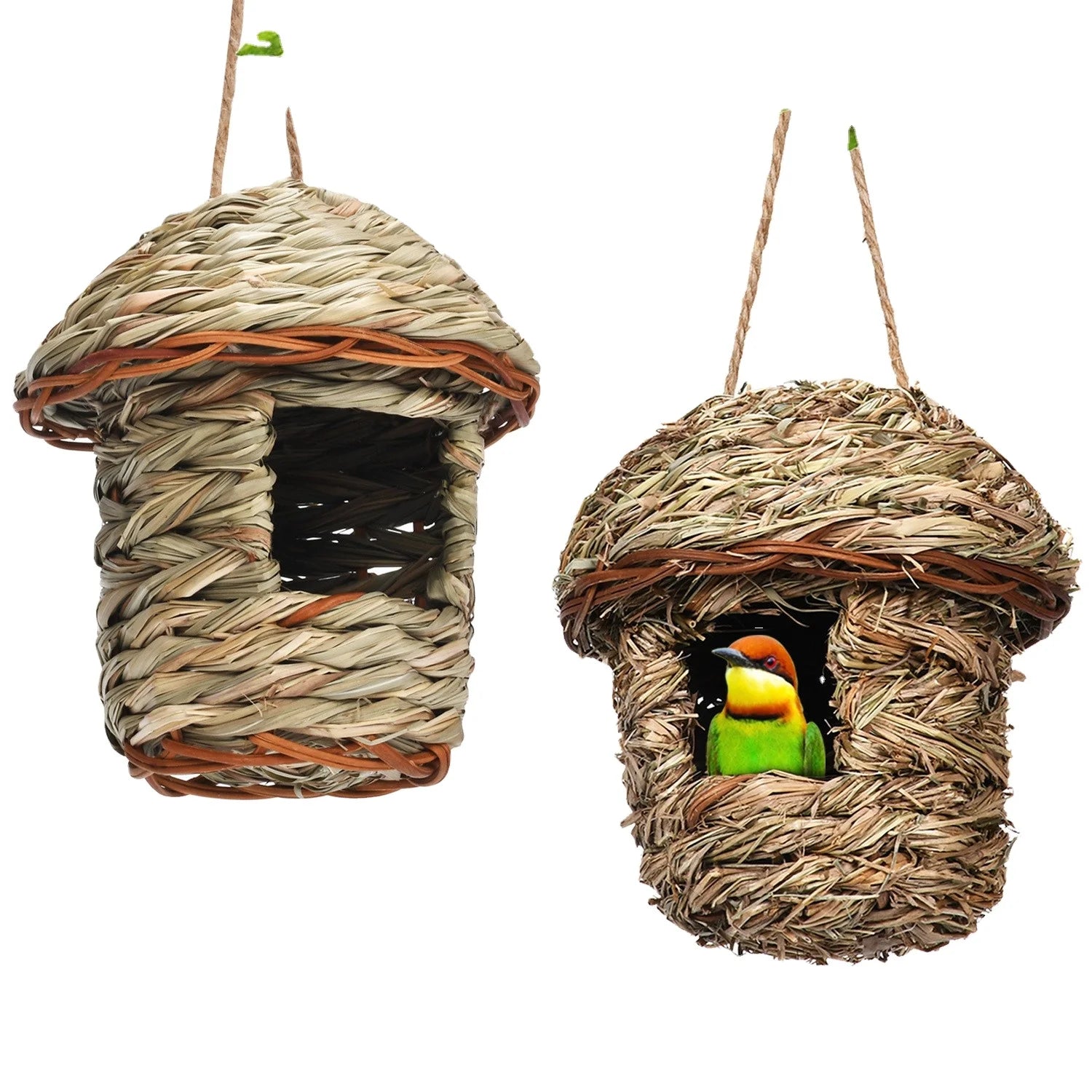 Eco-Friendly Hand-Knit Natural Grass Bird House Hay Nest Garden Decoration for Pets