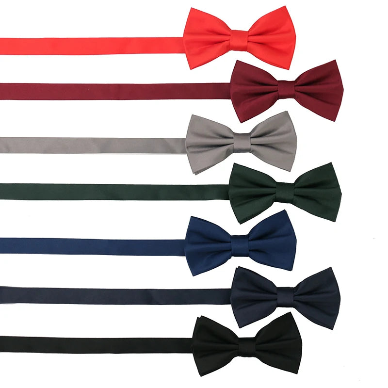 Wholesale Customized Solid Color Business Bow Tie Men's Double Layer Polyester Shirt Suit Accessories Bow Tie for Wedding