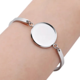 Stainless Steel Cabochon Bracelet Base Cameo Settings Bracelets Bezel Blanks DIY Jewelry Making Bracelet Findings