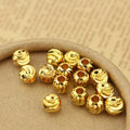 JS1157 14K Gold and Silver Corrugated Pumpkin Round Ball Beads Carved Moon Cut Metal Spacer Jewelry Beads