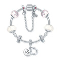 All-match Flower Romantic White Alloy Rhodium Plated Children's Bracelet Beads Engagement Valentine's Day Birthday Gift