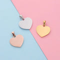 Custom Engraved Logo Heart-Shaped Stainless Steel Pendant 20mm Engraving Blank Stainless Steel Heart Disc Pendant Necklace
