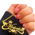 QIUHAN OEM New 18k Gold Heart Handmade Checkered Customized Name Necklace