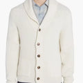 Ottoknit Cashmere Ivory Men Tartan Cardigan Classic Wool Knitwear for Autumn Winter Layering