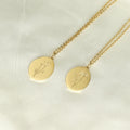 Custom Engraved Oval Pendant Dainty Flower Necklace