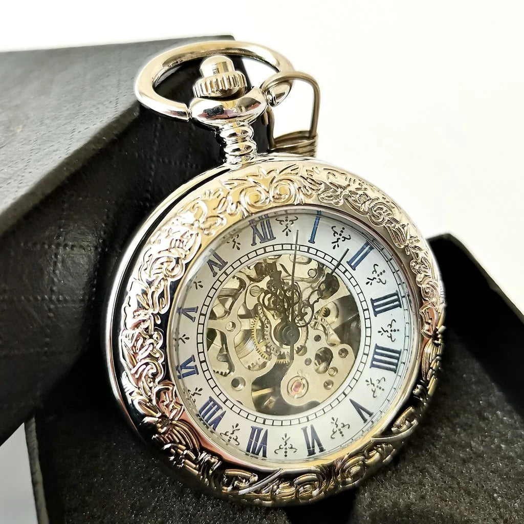 Hollow Wind Automatic Mechanical Watches Glass Manual Roman Automatic Mechanical Pocket Watches