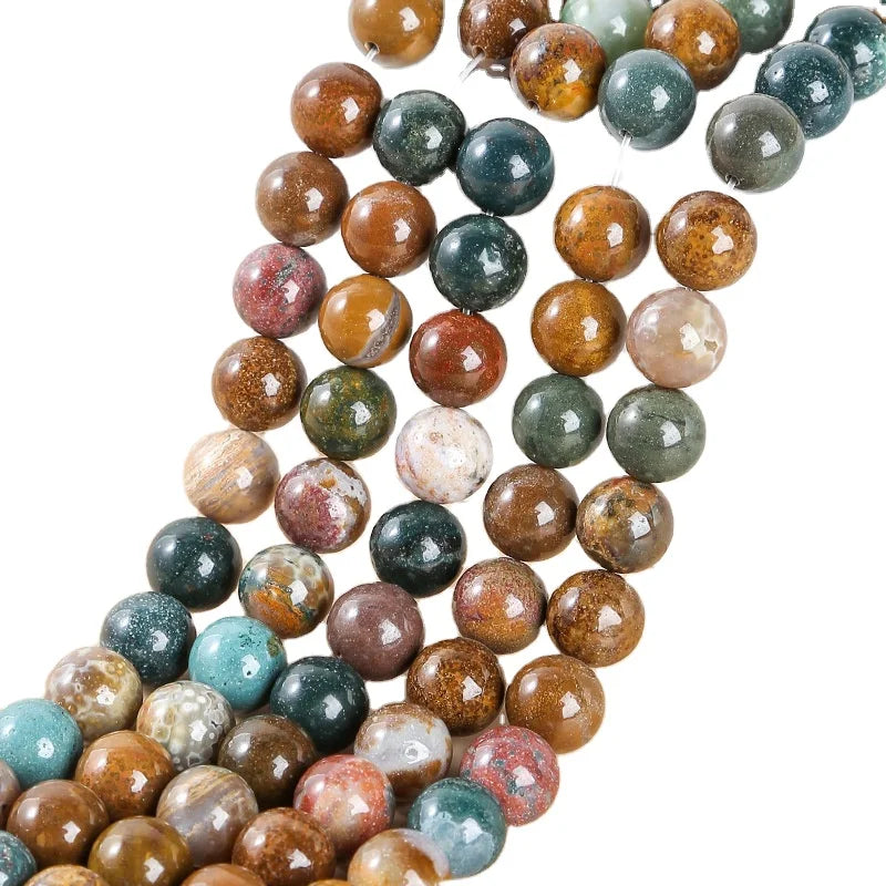 Round Shaped Cheap Natural Ocean Jasper Rosary Gemstone Beads for Jewelry Making