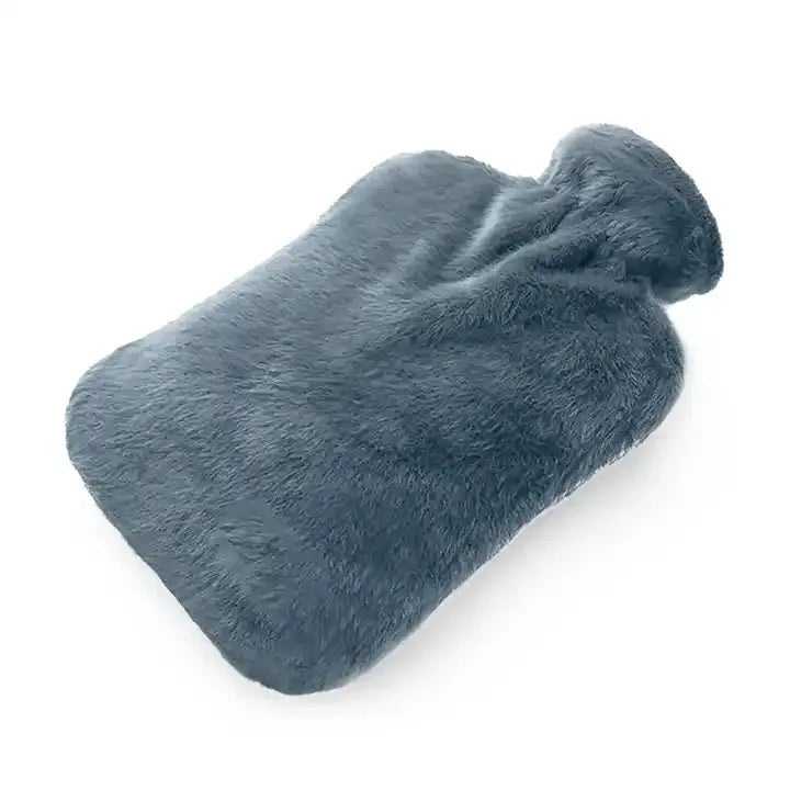 Sample Support Wholesale Winter Hand Foot Soft Flannel Hot Water Bottle with Faux Rabbit Fur Cover Patterned Hot-Water Bag Cover