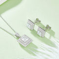 T93 Abiding Jewelry 1CT Square Cut Stone 925 Sterling Silver Double Halo Moissanite Diamond Jewellery Set for Women