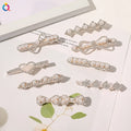 QIYUE Rhinestone White Pearl Hairgrips Hair Side Clips  Women Hair Accessories