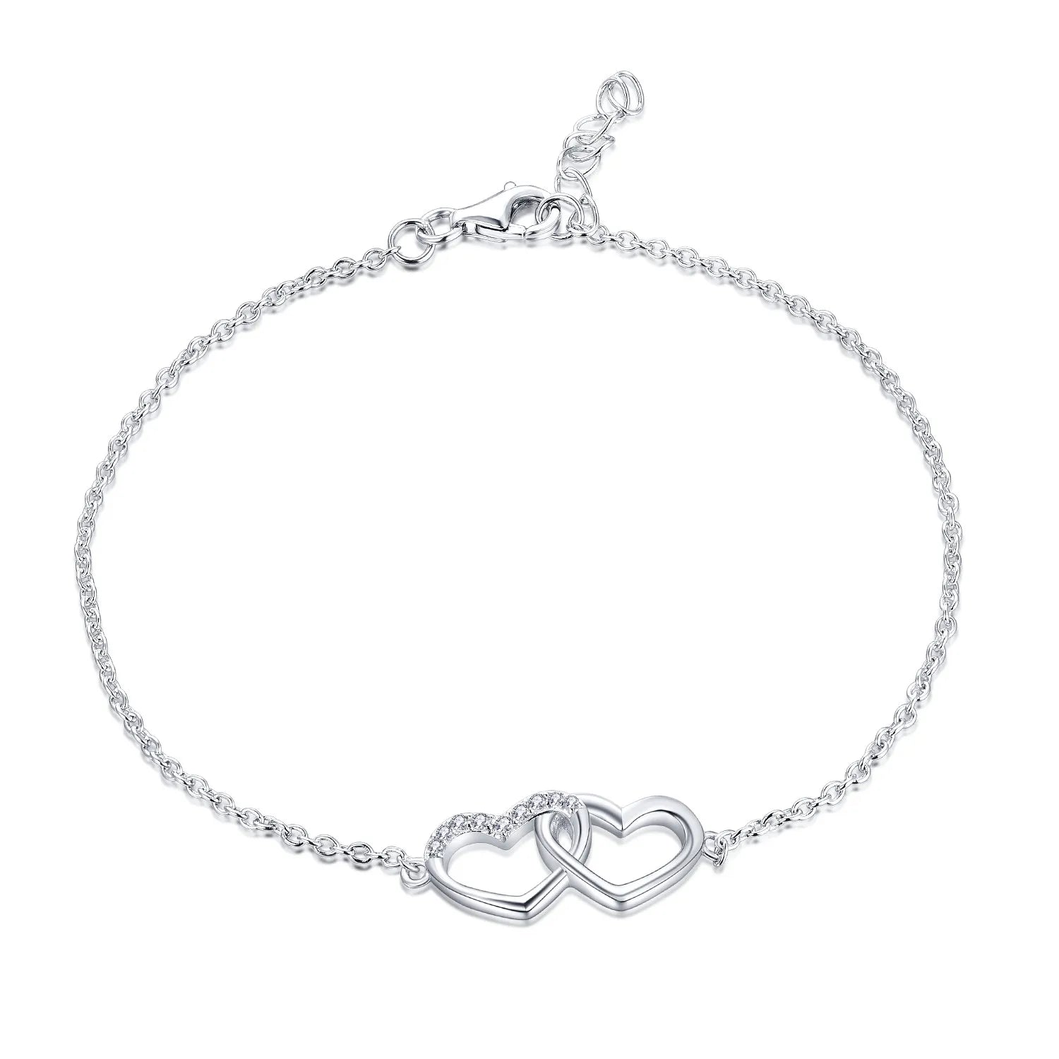 Korean Fashion S925 Sterling Silver Heart Pendant Bracelet for Women Platinum Charm Bracelets Diamond Gold Plating Gift Jewelry
