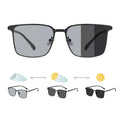 Luxury Men's Stainless Steel Square Polarized Sunglasses High Quality Metal Photochromic Sun Glasses Tac Lenses Change Color