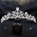 SLBRIDAL Alloy Rhinestone Crystal Cubic Zirconia Bridal Tiara Princess Crown Wedding Hair Accessories Women Dress Prom Jewelry