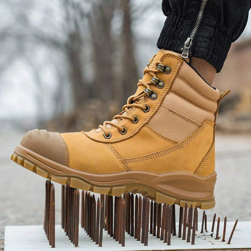 Factory Price  Mid Cut Puncture-proof Steel Toe Mining Safety Boots Industrial Nubuck Labor Protection Safety Boots for Men