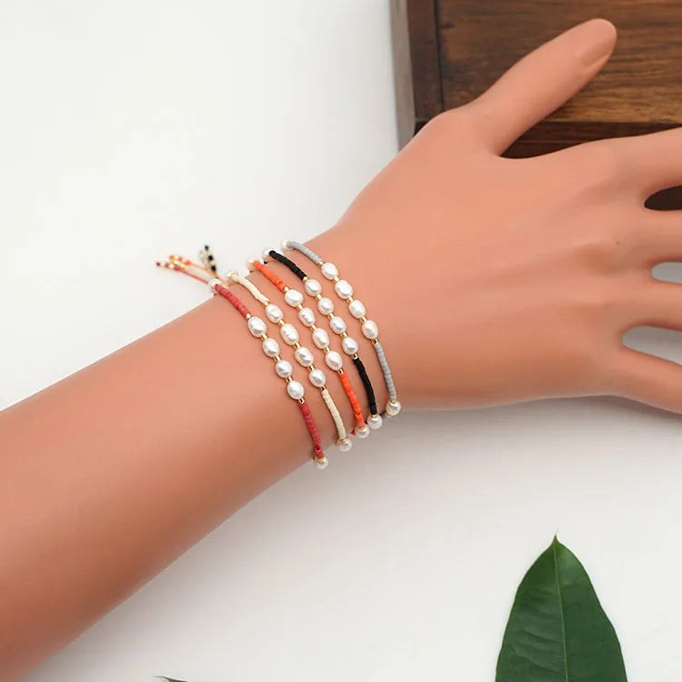 BB2001 Adjustable Brass Minimalist Jewelry Miyuki Beads Pearl Bracelet Freshwater Pearl Friendship Bracelet for Jewelry MegaBDM
