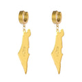 Factory Stainless Steel Support Palestine Dangling Earrings Silver 18K Gold Plated Palestine Map Pendant Drop Clip Earrings