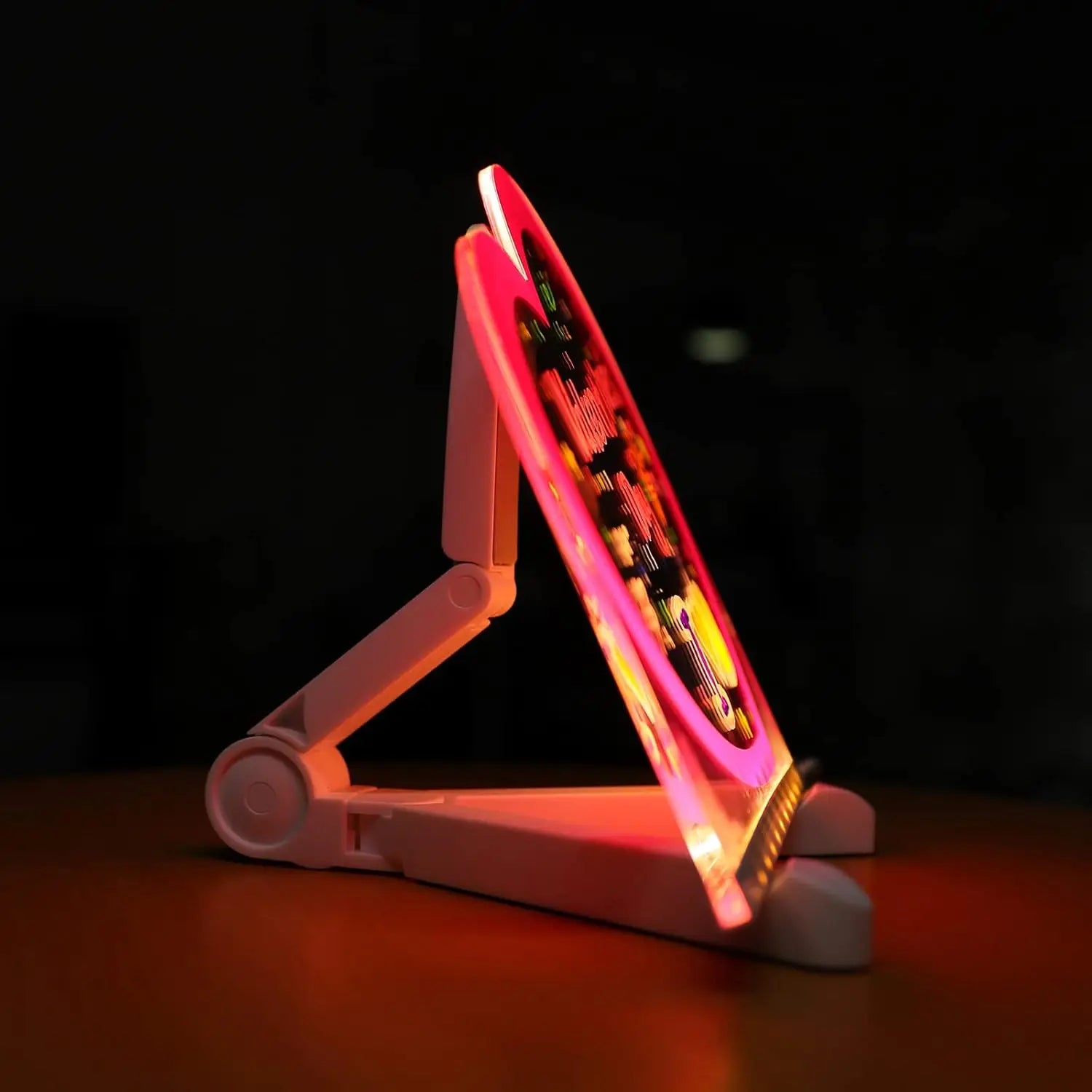 Acrylic Dry Erase Board with Light Pink Heart Clear Desktop Whiteboard LED Lamp Led Message Board with Stand for Desk