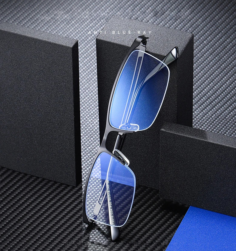 Anti Blue Light Blocking Glasses Men Computer Gaming Anti Blue Ray Eyeglasses Male Radiation Protection Semi Rimless Eyewear