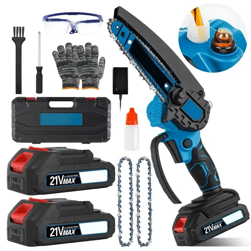 Cordless Mini Chainsaw 6 "handheld Electric Chainsaw Speed 19.6 Ft/s with Safety Lock for Easy Pruning of Branches