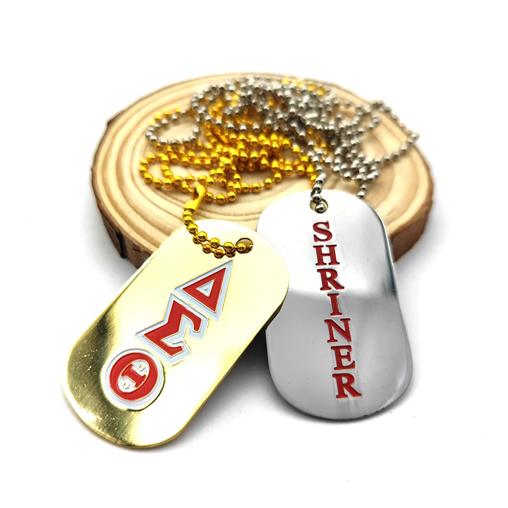 Greek Sorority DST Stain Less Steel Aluminum  Sublimation Engraving  Dog Tag  Mili Tary Tag With Bead Chain