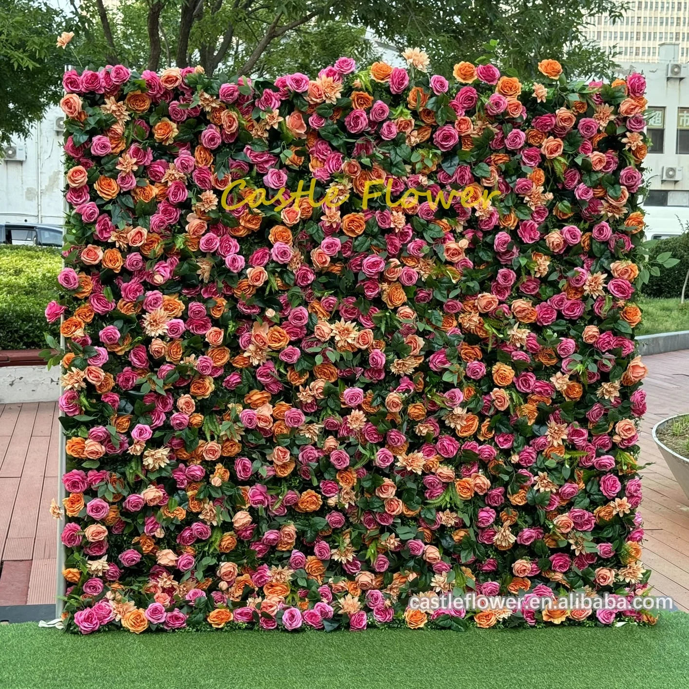 O-W029 Wedding Supplies 5D Flower Wall Backdrop 8ft X 8ft Artificial Flower Wall Panel Customs Cloth Curtain Flower Wall