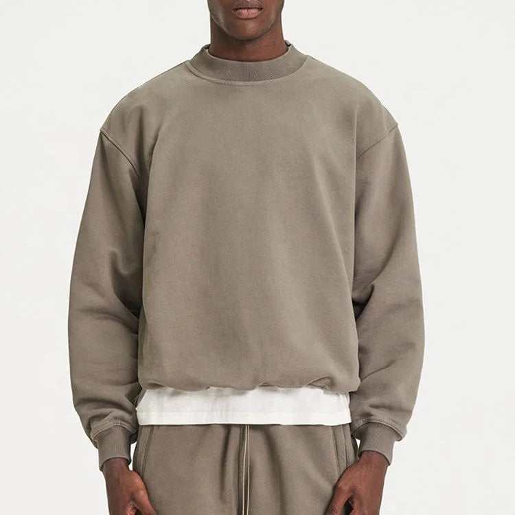 Luxury High Quality Sweatshirt Heavyweight 100% Cotton Sweatshirt Custom Logo Blank Cropped Crewneck Sweatshirt