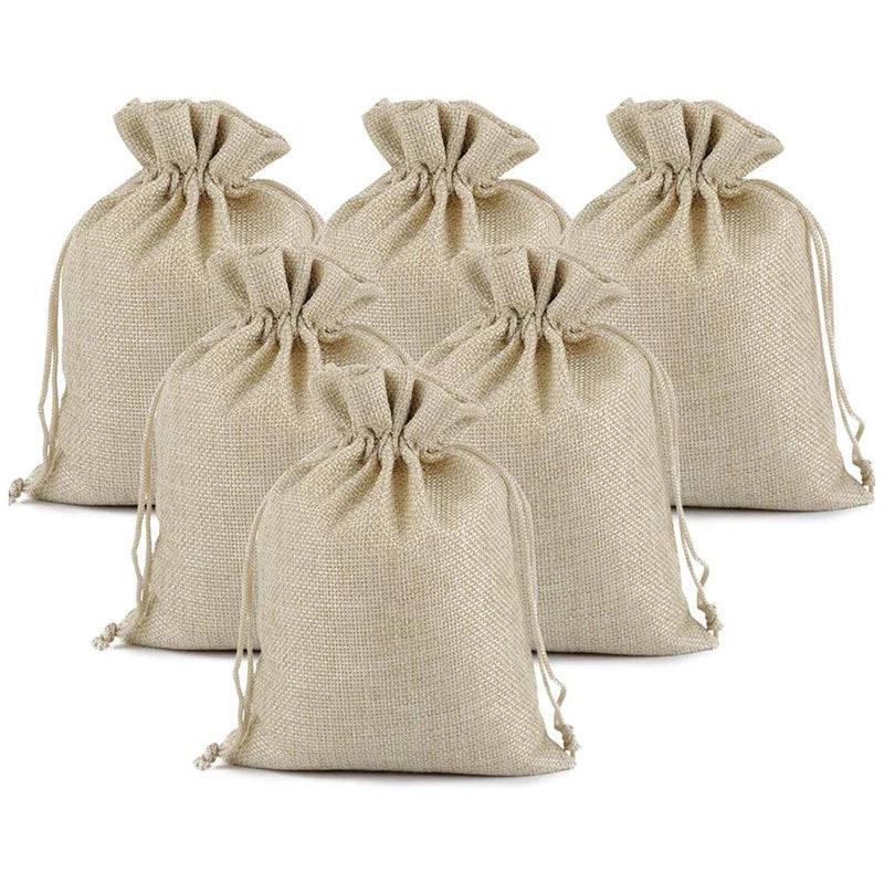 Wholesale Price Natural Jute Linen Makeup Tools Drawstring Pouch Burlap Herbal Medicine Bag 10*14cm