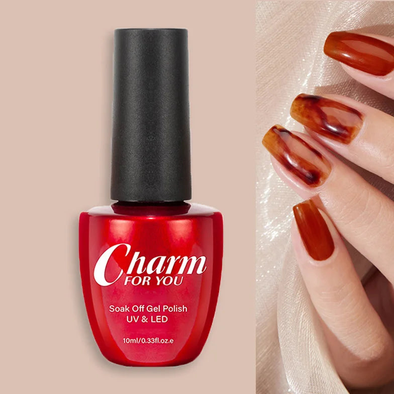 9 Color Jelly Tortoise Amber Gel Nail Polish Autumn Transparent Soak Off Nail Gel Polish