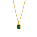 Vintage No Fade 18k Gold Plated Stainless Steel Chain Necklace Rectangle Emerald Zircon Pendant Necklace Jewelry