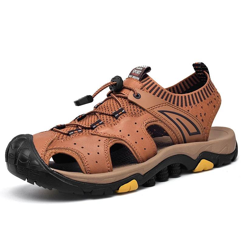 Men Leather Sandals Cow Leather Male Summer Shoes Comfortable Soft Outdoor Beach Sandals Fashion Roman Sandals Slippers Big Size