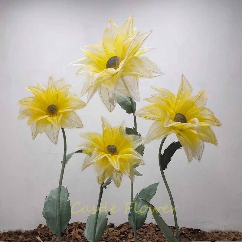 O-Z016 Faux Daisy Giant Paper Flowers Artificial Paper Giant Rose Flower With Stand Wedding Party Props Large Flowers