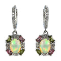 Delicate Rhodium Plated 925 Silver Jewelry Natural Opal Drop Earrings for Women Birthday Gift Daily Wear