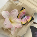 High Plastic Romance Sweet Style Artificial Rose Flower Butterfly Hair Claws for Girls New Design Spring Summer