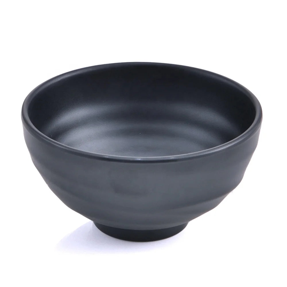 Unbreakable Japanese Style Restaurant Dinnerware Soup Serving 4.5 Inch Black Melamine Rice Bowl