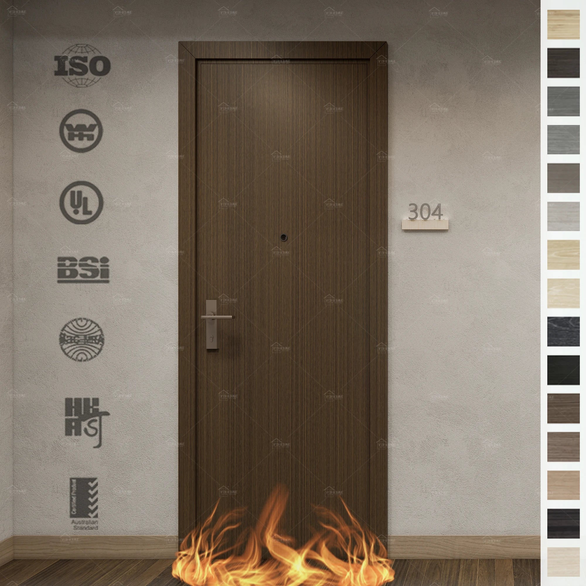 China Top Fire Rated Door Company Factory Custom Fire-rated Wood Door for Apartment Room Fireproof Smoke Fire Door