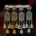 Antique Ethnic Indian Jhumka Women Retro Bell Long Tassel Earrings Peacock Carved Hollow Dangle Earrings Gypsy Jewelry