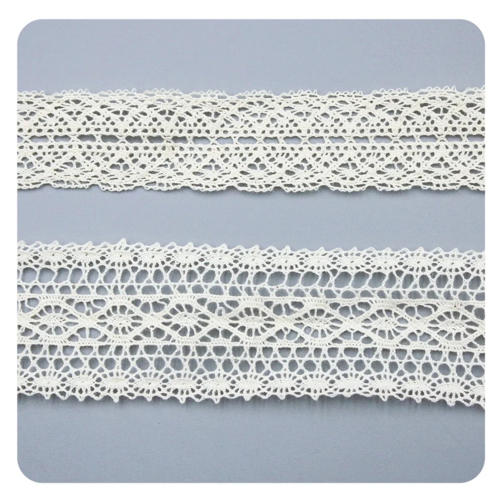 New Arrival Beige Border 100% Cotton Lace Crochet Ribbon Lace Trim for Wedding Dress