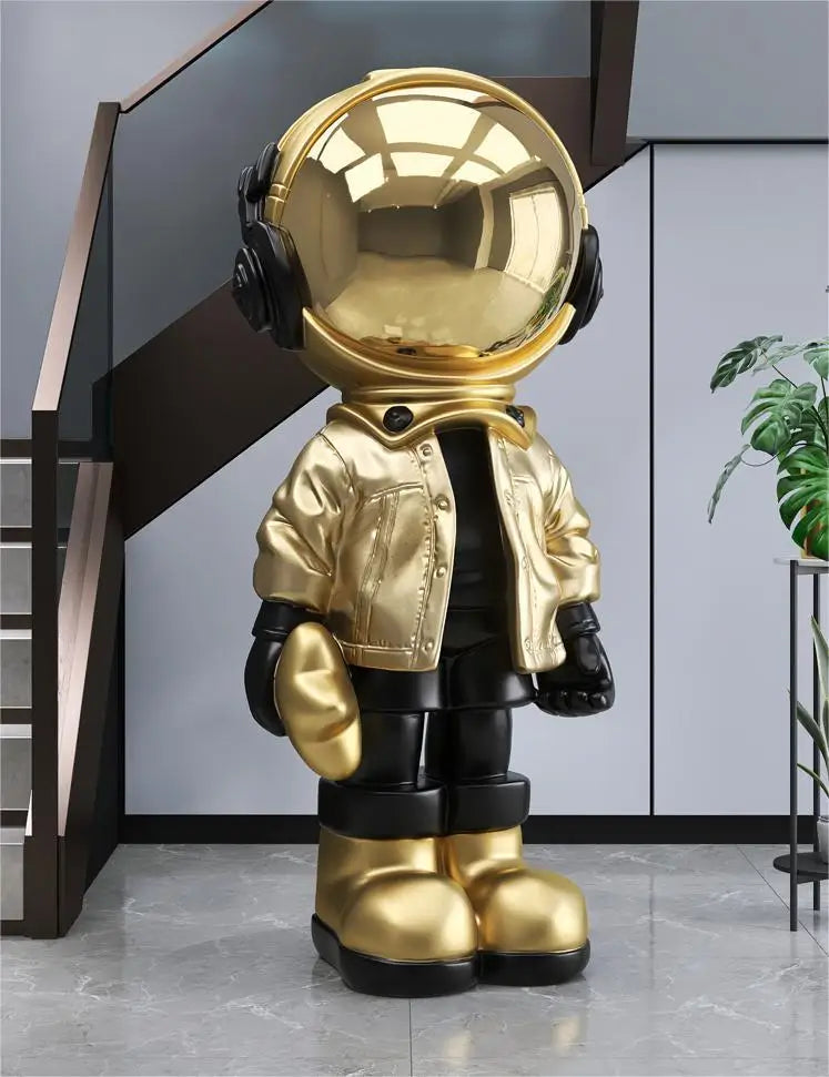 Factory Custom Large Plated Gold Astronaut 1.5M Sculpture Mall Store Opening Welcome for Interior Decoration
