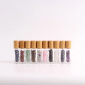 Custom Logo 5ml 10ml Healing Bamboo Lid Gemstone Crystal Glass Essential Oil Roller Bottle for Gift