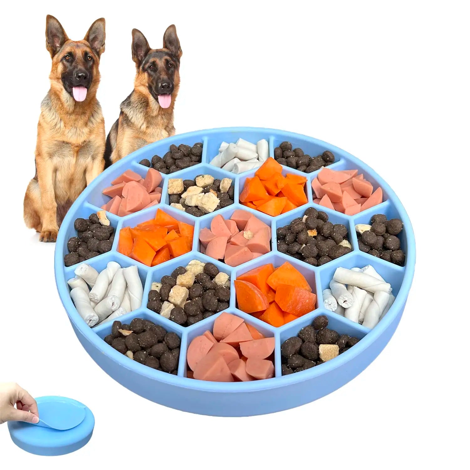 Food Bowl Pet Slow Food Bowl Dog Anti-choking Single Bowl Non-slip Silicone Suction Cup Honeycomb Slow Food Feeder Plate