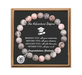 1PC/Card Healing Crystal Graduation Bracelets Natural Stone Compass Bracelet Goodbye Gifts Friends Gift