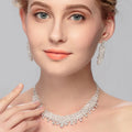Luxury Shining Rhinestone Crystal Bead Jewellery Long Necklace Clavicle Chain Earring Set Wedding Bridal Choker Jewelry Sets