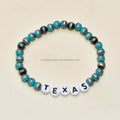 Handmade Design Cute Style Navajo Pearls Turquoise Beaded State Texas Customize Words Stretch Bracelets Western Jewelry