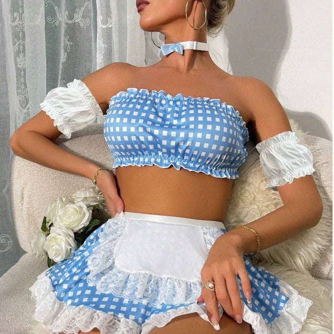 Hot Selling Role Play Costumes for Women Sexy Maid Women's Lace Lingerie